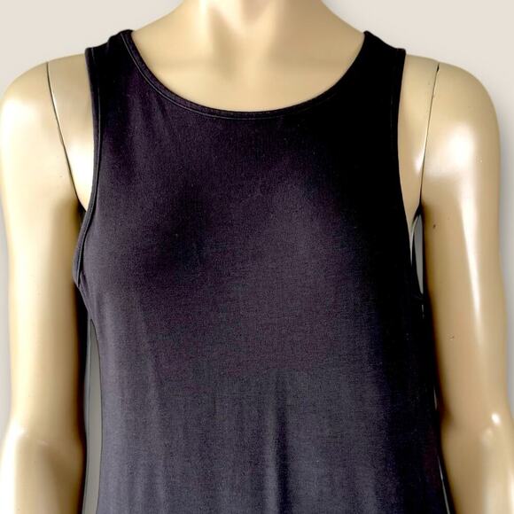 ASOS Sleeveless T Shirt Tank Midi Dress Modal Cotton Knit Size 12 Black Bodycon - Picture 4 of 12